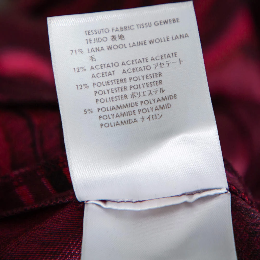 Stella McCartney Burgundy Floral Jacquard Wool Long Sleeve Dress M For Women 9 Stella McCartney Burgundy Floral Jacquard Wool Long Sleeve Dress M For Women - Image 7