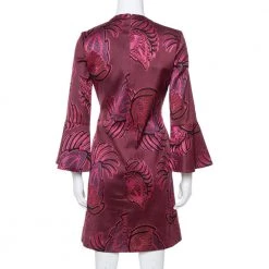 Stella McCartney Burgundy Floral Jacquard Wool Long Sleeve Dress M For Women 11 Stella McCartney Burgundy Floral Jacquard Wool Long Sleeve Dress M For Women -Stella McCartney Sales luxury women stella mccartney used clothes p347454 006