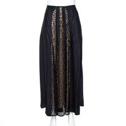 Stella McCartney Black Silk Lace Paneled Maxi Skirt S For Women