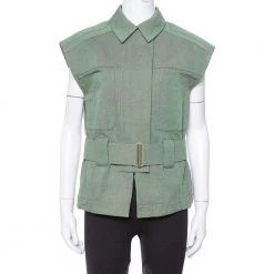 Stella McCartney Green Canvas Belted Vest S For Women