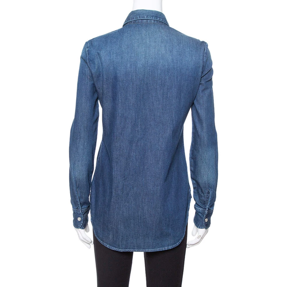 Stella McCartney Blue Denim Tiger Embroidered Shirt S For Women 5 Stella McCartney Blue Denim Tiger Embroidered Shirt S For Women - Image 3