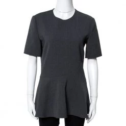 Stella McCartney Grey Stretch Wool Mirella Peplum Top S For Women