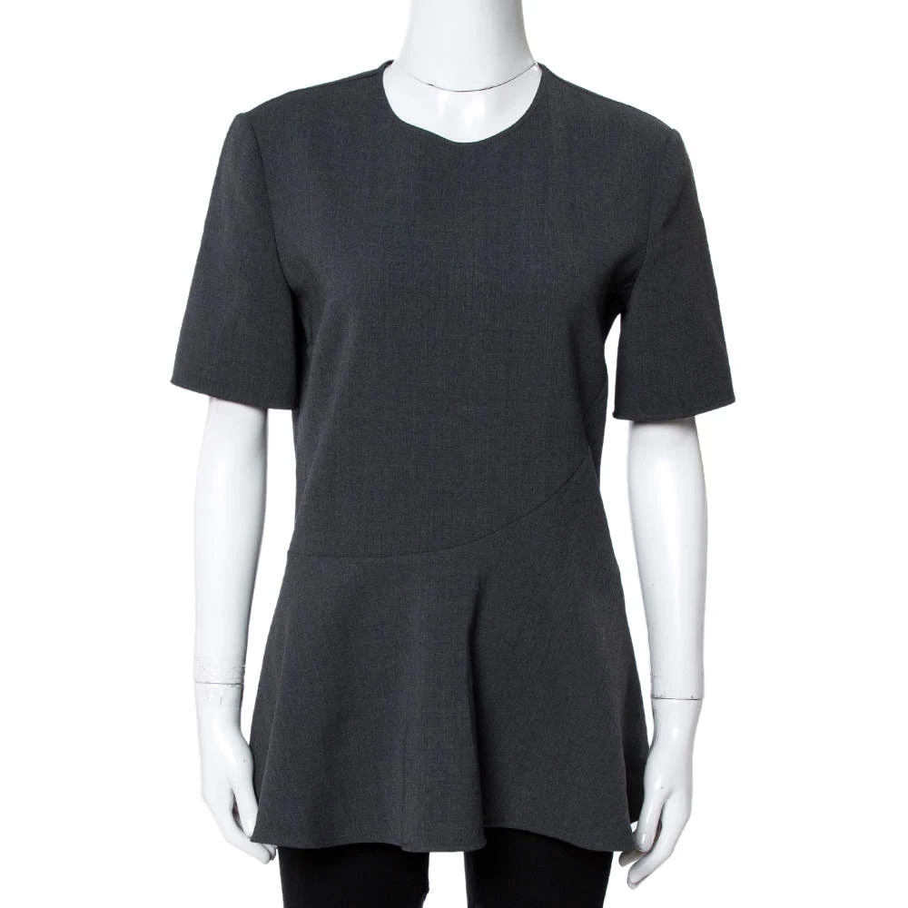 Stella McCartney Grey Stretch Wool Mirella Peplum Top S For Women 3 Stella McCartney Grey Stretch Wool Mirella Peplum Top S For Women