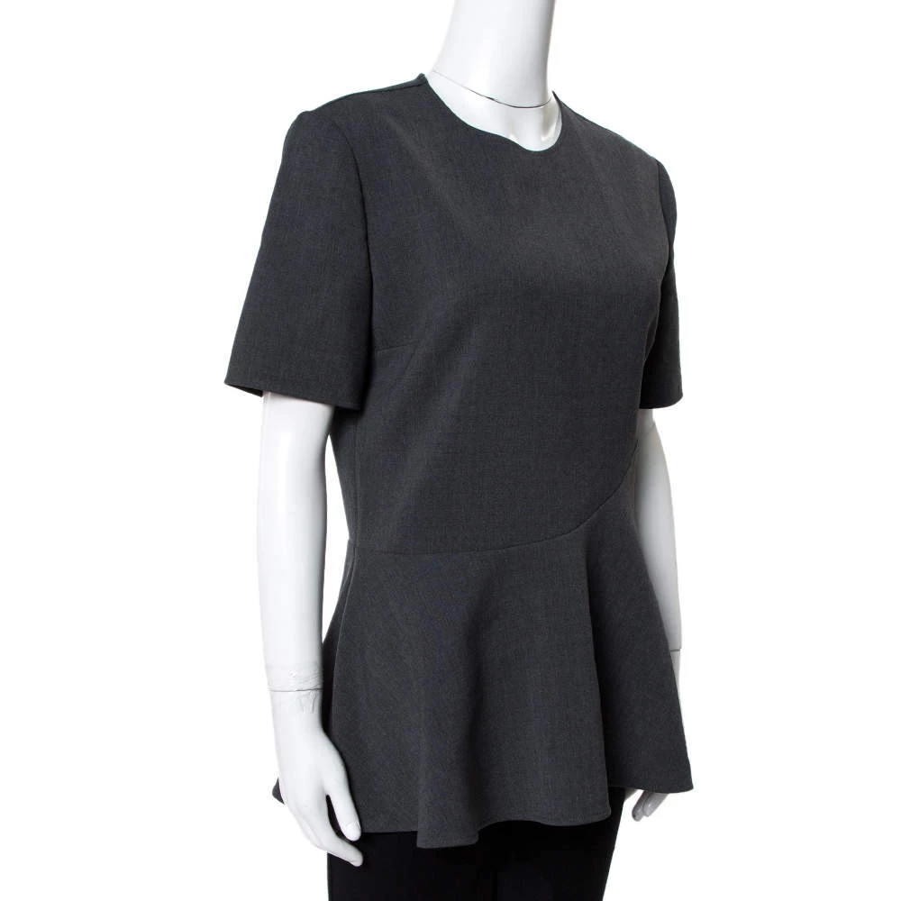 Stella McCartney Grey Stretch Wool Mirella Peplum Top S For Women 4 Stella McCartney Grey Stretch Wool Mirella Peplum Top S For Women - Image 2