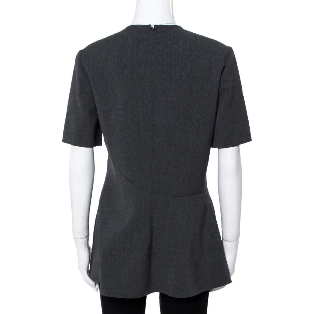 Stella McCartney Grey Stretch Wool Mirella Peplum Top S For Women 5 Stella McCartney Grey Stretch Wool Mirella Peplum Top S For Women - Image 3