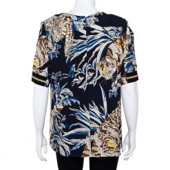 Stella McCartney Navy Stretch Crepe Cat Print Blouse L For Women -Stella McCartney Sales luxury women stella mccartney used clothes p359982 001