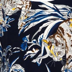 Stella McCartney Navy Stretch Crepe Cat Print Blouse L For Women -Stella McCartney Sales luxury women stella mccartney used clothes p359982 002