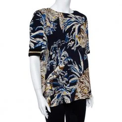 Stella McCartney Navy Stretch Crepe Cat Print Blouse L For Women -Stella McCartney Sales luxury women stella mccartney used clothes p359982 004