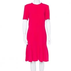 Stella McCartney Crimson Red Crepe Flared Midi Dress L For Women
