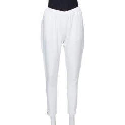 Stella McCartney White Jersey Zipper Detail Tamara Pants S For Women