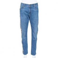 Stella McCartney Blue Denim Logo Tape Detail Straight Leg Jeans M For Women