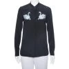 Stella McCartney Black Swan Embroidered Silk Shirt S For Women