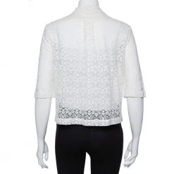 Stella McCartney Cream Lace Button Front Sheer Crop Top M For Women -Stella McCartney Sales luxury women stella mccartney used clothes p384940 006