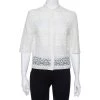 Stella McCartney Cream Lace Button Front Sheer Crop Top M For Women
