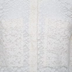 Stella McCartney Cream Lace Button Front Sheer Crop Top M For Women -Stella McCartney Sales luxury women stella mccartney used clothes p384940 008