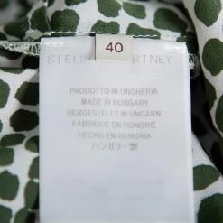 Stella McCartney Green & White Printed Silk Elastic Waist Trousers S For Women -Stella McCartney Sales luxury women stella mccartney used clothes p388529 005