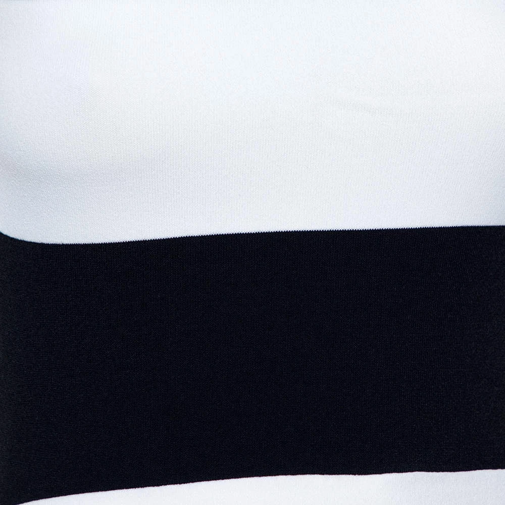 Stella McCartney Navy Blue & White Striped Knit Structured Midi Dress M For Women 6 Stella McCartney Navy Blue & White Striped Knit Structured Midi Dress M For Women - Image 4