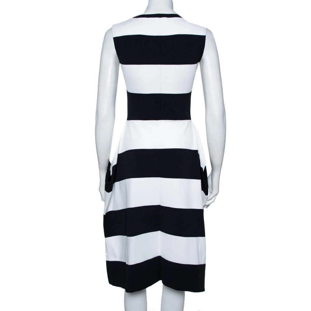 Stella McCartney Navy Blue & White Striped Knit Structured Midi Dress M For Women 5 Stella McCartney Navy Blue & White Striped Knit Structured Midi Dress M For Women - Image 3