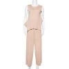 Stella McCartney Beige Rib Knit Sleeveless Flared Top & Flared Pants Set S For Women
