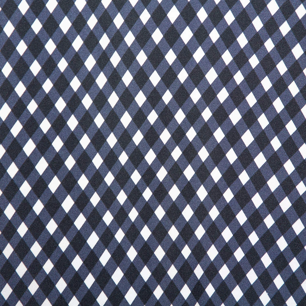 Stella McCartney Navy Blue Check Patterned Silk Oversized Top S For Women 6 Stella McCartney Navy Blue Check Patterned Silk Oversized Top S For Women - Image 4