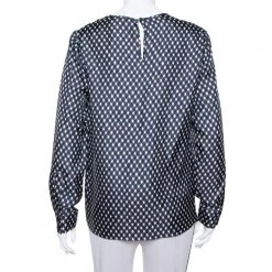 Stella McCartney Navy Blue Check Patterned Silk Oversized Top S For Women 11 Stella McCartney Navy Blue Check Patterned Silk Oversized Top S For Women -Stella McCartney Sales luxury women stella mccartney used clothes p389557 003