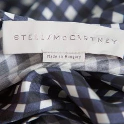 Stella McCartney Navy Blue Check Patterned Silk Oversized Top S For Women 13 Stella McCartney Navy Blue Check Patterned Silk Oversized Top S For Women -Stella McCartney Sales luxury women stella mccartney used clothes p389557 004