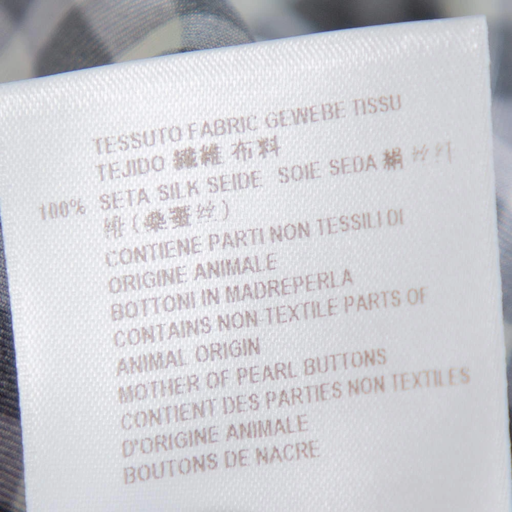 Stella McCartney Navy Blue Check Patterned Silk Oversized Top S For Women 9 Stella McCartney Navy Blue Check Patterned Silk Oversized Top S For Women - Image 7