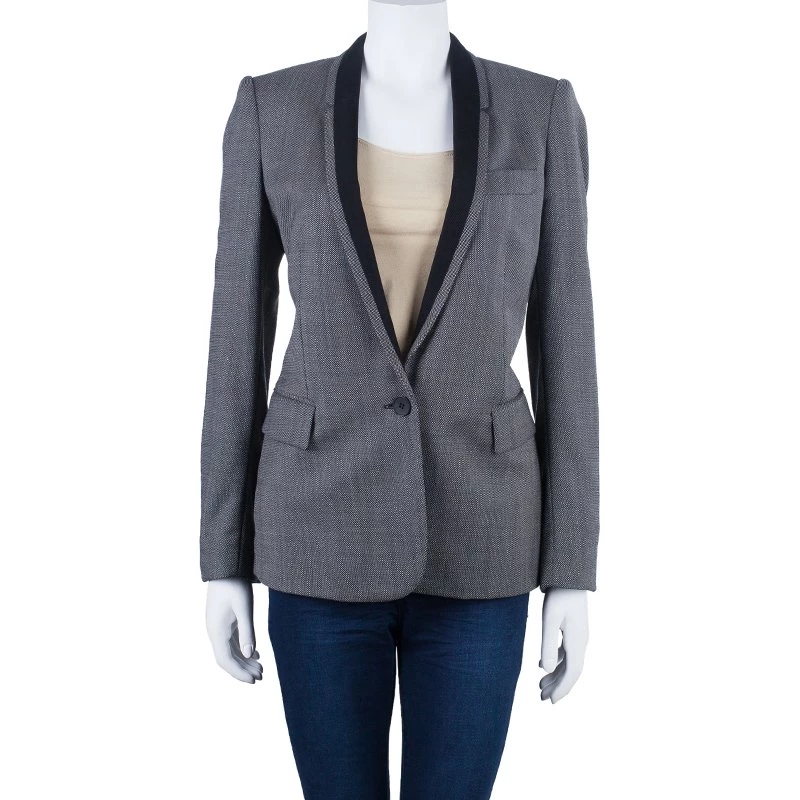 Stella McCartney Grey Twill Shawl Lapel Blazer M For Women 4 Stella McCartney Grey Twill Shawl Lapel Blazer M For Women - Image 2
