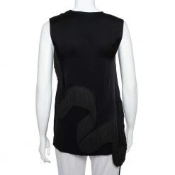 Stella McCartney Black Crepe Fringe Detail Sleeveless Top S For Women -Stella McCartney Sales luxury women stella mccartney used clothes p404645 004