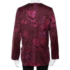 Stella McCartney Burgundy Floral Jacquard Wool Hi-Low Hem Top S For Women -Stella McCartney Sales luxury women stella mccartney used clothes p406469 005