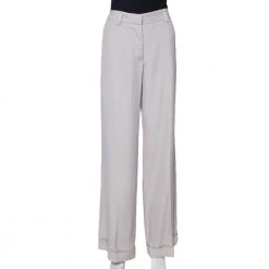 Stella McCartney Ecru Silk Blend Wide Leg Trousers M For Women