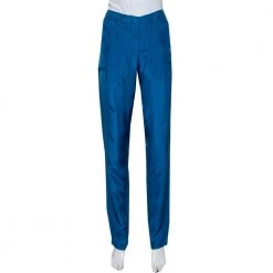 Stella McCartney Blue Silk Tapered Leg Trousers M For Women
