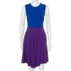 Stella McCartney Blue & Violet Crepe Paneled Sleeveless Dress S For Women