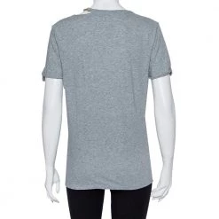 Stella McCartney Grey Cotton Chain Trim Cutout Shoulder Detail Crewneck T-Shirt M For Women 13 Stella McCartney Grey Cotton Chain Trim Cutout Shoulder Detail Crewneck T-Shirt M For Women -Stella McCartney Sales luxury women stella mccartney used clothes p427094 001