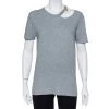 Stella McCartney Grey Cotton Chain Trim Cutout Shoulder Detail Crewneck T-Shirt M For Women 1 Stella McCartney Grey Cotton Chain Trim Cutout Shoulder Detail Crewneck T-Shirt M For Women -Stella McCartney Sales luxury women stella mccartney used clothes p427094 002