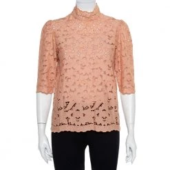 Stella McCartney Pink Eyelet Lace Back Button Detail Top S For Women