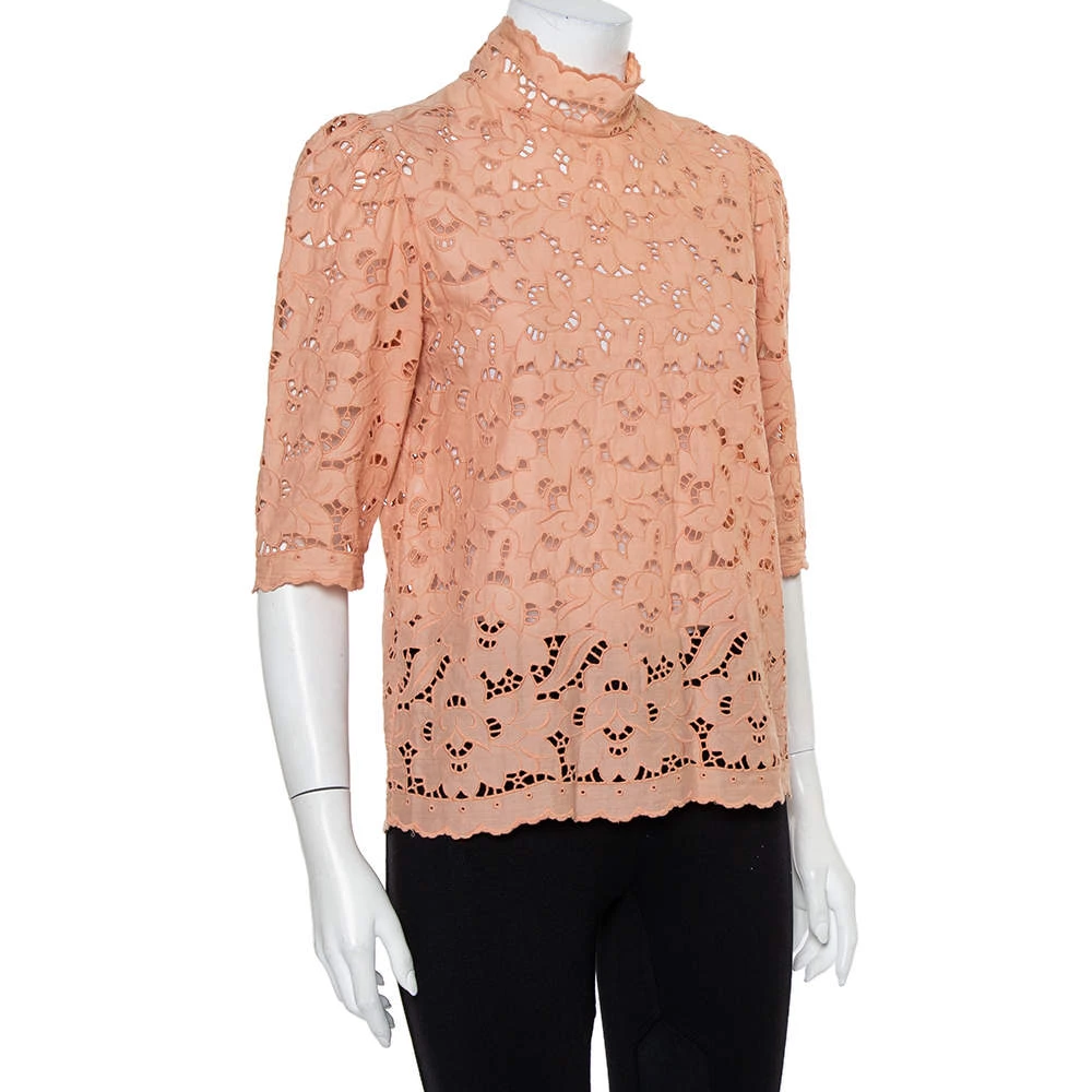 Stella McCartney Pink Eyelet Lace Back Button Detail Top S For Women 4 Stella McCartney Pink Eyelet Lace Back Button Detail Top S For Women - Image 2