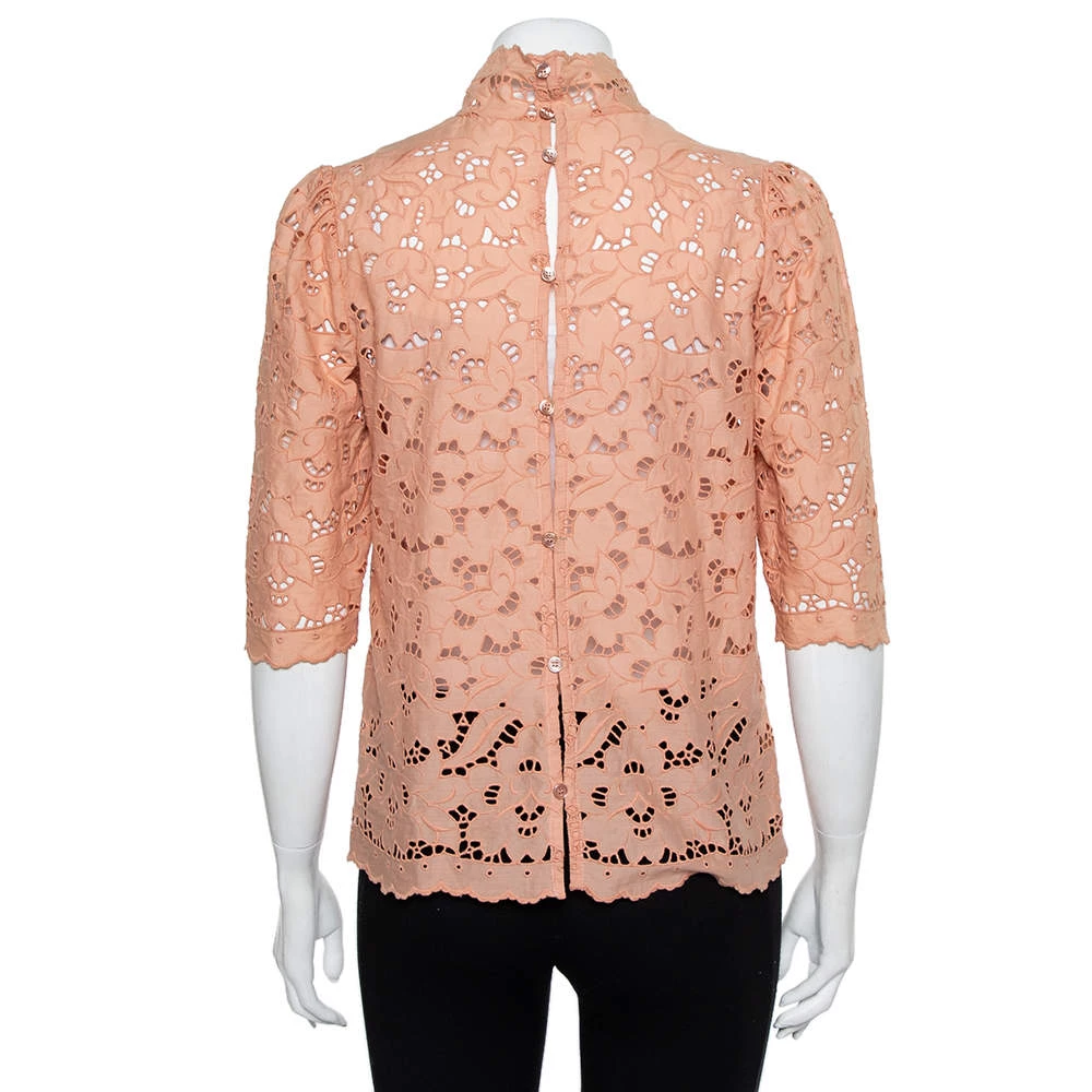 Stella McCartney Pink Eyelet Lace Back Button Detail Top S For Women 5 Stella McCartney Pink Eyelet Lace Back Button Detail Top S For Women - Image 3
