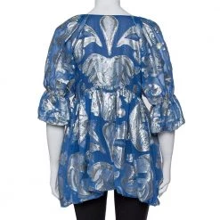 Stella McCartney Blue Floral Lamé Asymmetrical Hem Top M For Women -Stella McCartney Sales luxury women stella mccartney used clothes p436896 004