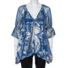 Stella McCartney Blue Floral Lamé Asymmetrical Hem Top M For Women 2 Stella McCartney Blue Floral Lamé Asymmetrical Hem Top M For Women -Stella McCartney Sales luxury women stella mccartney used clothes p436896 006