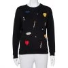 Stella McCartney Black Cotton Crystal Embellished & Applique Detail Crewneck Sweatshirt S For Women -Stella McCartney Sales luxury women stella mccartney used clothes p438256 001