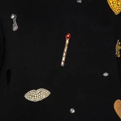 Stella McCartney Black Cotton Crystal Embellished & Applique Detail Crewneck Sweatshirt S For Women -Stella McCartney Sales luxury women stella mccartney used clothes p438256 008