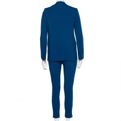 Stella McCartney Blue Crepe Button Front Blazer & Zipper Detail Elastic Waist Trousers S For Women -Stella McCartney Sales luxury women stella mccartney used clothes p444674 003