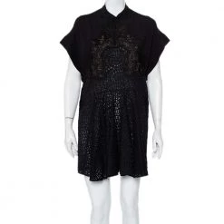 Stella McCartney Black Crepe & Lace Oversized Mini Dress M For Women