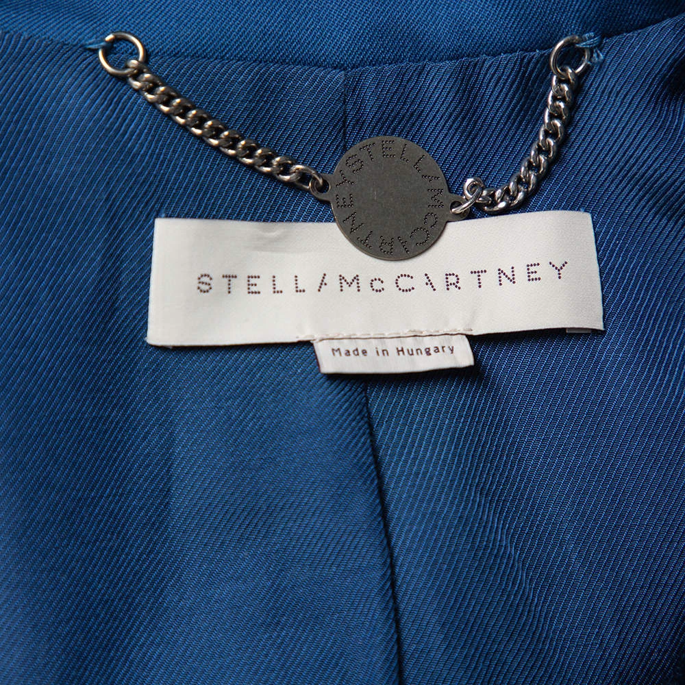 Stella McCartney Blue Wool Contrast Collar Trim Blazer & Tapered Leg Trousers S For Women 8 Stella McCartney Blue Wool Contrast Collar Trim Blazer & Tapered Leg Trousers S For Women - Image 6