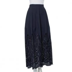 Stella McCartney Navy Blue Embroidered Cotton Penelope Midi Skirt S For Women 9 Stella McCartney Navy Blue Embroidered Cotton Penelope Midi Skirt S For Women -Stella McCartney Sales luxury women stella mccartney used clothes p452329 001