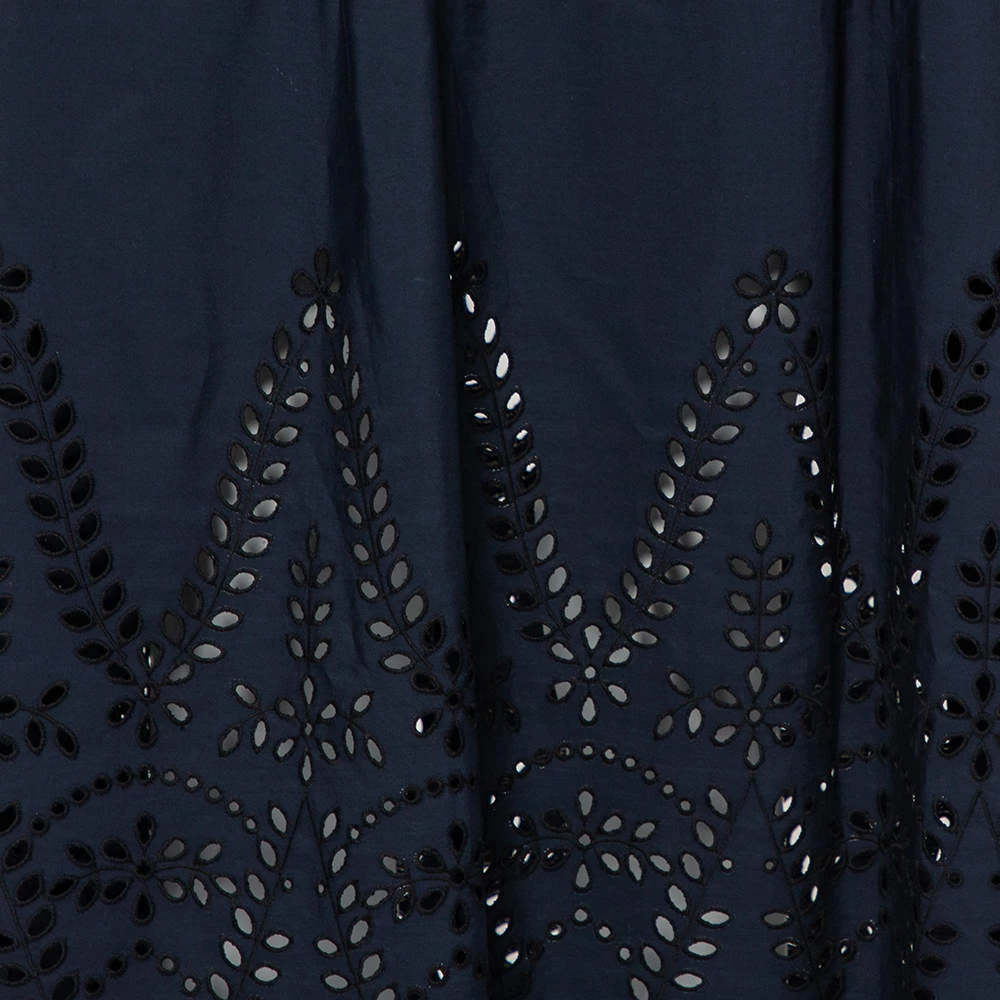 Stella McCartney Navy Blue Embroidered Cotton Penelope Midi Skirt S For Women 6 Stella McCartney Navy Blue Embroidered Cotton Penelope Midi Skirt S For Women - Image 4
