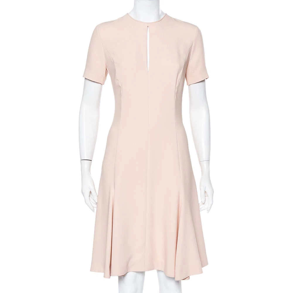 Stella McCartney Light Pink Crepe Keyhole Neck Detail Skater Dress S For Women 3 Stella McCartney Light Pink Crepe Keyhole Neck Detail Skater Dress S For Women