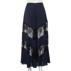 Stella McCartney Midnight Blue Silk & Lace Paneled Maxi Skirt S For Women -Stella McCartney Sales luxury women stella mccartney used clothes p453539 001