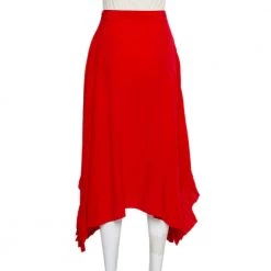 Stella McCartney Red Silk Ruffle Detail Ashlyn Midi Skirt S For Women 10 Stella McCartney Red Silk Ruffle Detail Ashlyn Midi Skirt S For Women -Stella McCartney Sales luxury women stella mccartney used clothes p454112 001